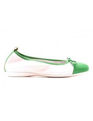 Mally ballerine en cuir blanc et vert