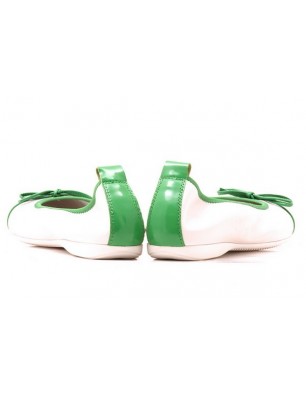 Mally ballerine en cuir blanc et vert