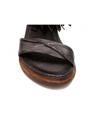 Sandales à franges en cuir smoke AS98 