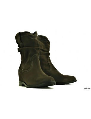 Bottines compens es en daim kaki Kanna