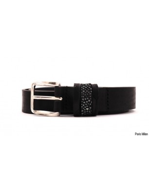 Ceinture en cuir noir Portman