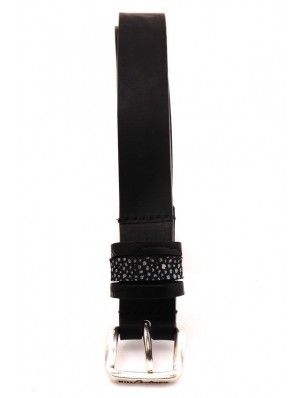 Ceinture en cuir noir Portman