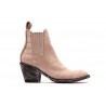 Boots en cuir beige façon crocco