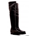 Bottes genoullières en cuir grainé noir AGL