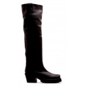 Bottes genoullières en cuir grainé noir AGL