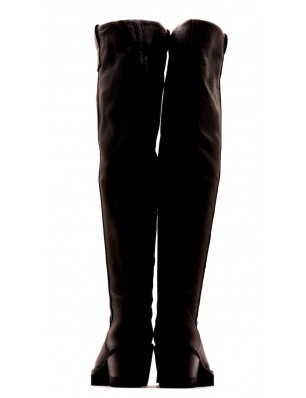 Bottes genoullières en cuir grainé noir AGL