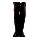 Bottes genoullières en cuir grainé noir AGL