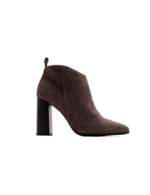 Bottines grises en cuir effet reptile