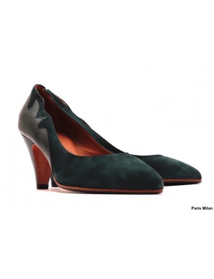 Escarpins en cuir velour vert 