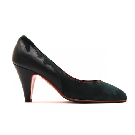 Escarpins en cuir velour vert 