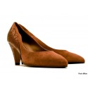 Escarpins en cuir velour cognac