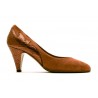 Escarpins en cuir velour cognac