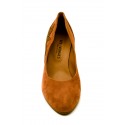 Escarpins en cuir velour cognac