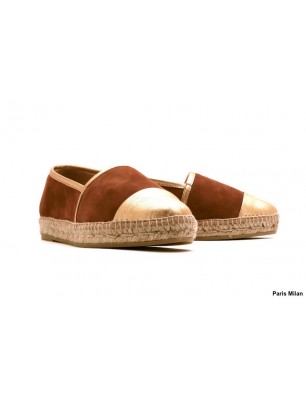 Espadrille Kanna en daim camel et cuir doré 