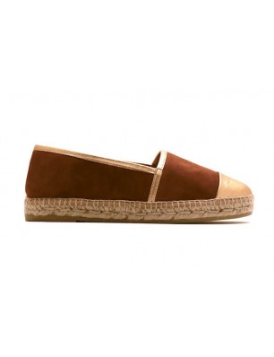 Espadrille Kanna en daim camel et cuir doré 