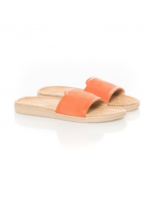 Mules en suede orange et beige By Lovelies