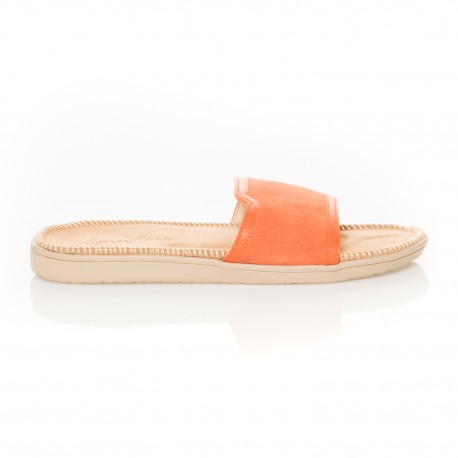 Mules en suede orange et beige By Lovelies