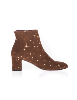 Bottines Avril Gau en cuir velours marron imprimé cosmos