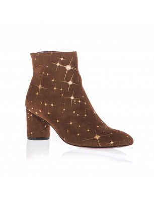 Bottines Avril Gau en cuir velours marron imprimé cosmos