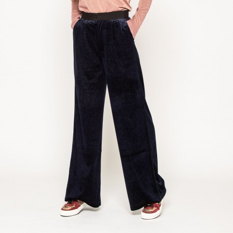 Pantalon en velours bleu nuit-See U Soon