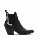 Mexicana bottines santiag en cuir noir brodé