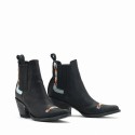 Mexicana bottines santiag en cuir noir brodé