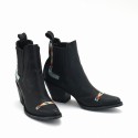 Mexicana bottines santiag en cuir noir brodé