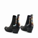 Mexicana bottines santiag en cuir noir brodé