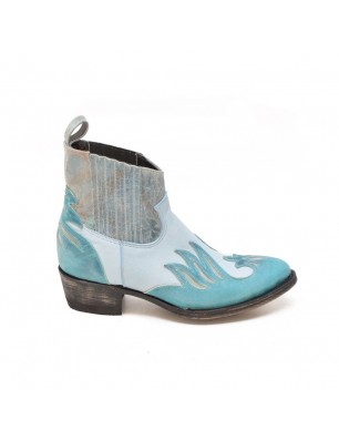 Mexicana bottines santiag en cuir bleu à bout rond