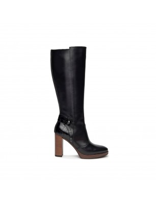 Nero Giardini bottes en cuir noir avec plateau marron