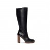 Nero Giardini bottes en cuir noir avec plateau marron