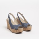 Nero Giardini sandales compensées en cuir velours bleu