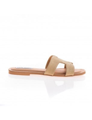 Steve Madden mules plate en cuir et raffia beige