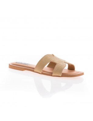 Steve Madden mules plate en cuir et raffia beige