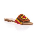 Fiorina mules et cuir et crochet multicolore