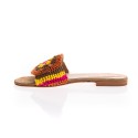 Fiorina mules et cuir et crochet multicolore