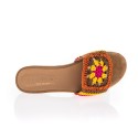 Fiorina mules et cuir et crochet multicolore