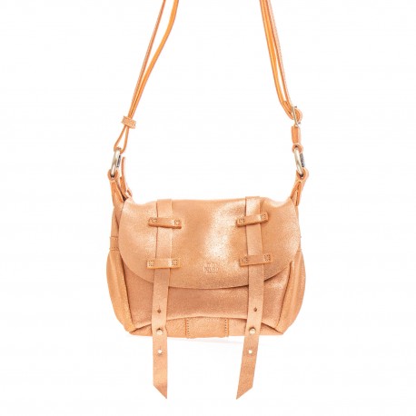 Mila Louise Petit sac besace en cuir irisé orange