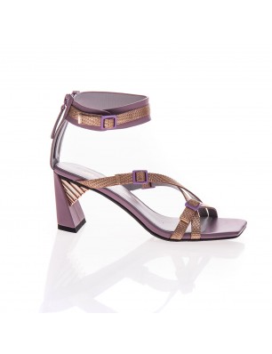 United Nude- Sandales en cuir et tissus rose et mauve