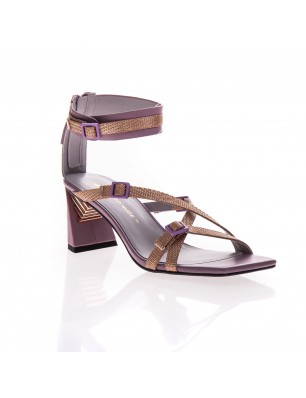 United Nude- Sandales en cuir et tissus rose et mauve