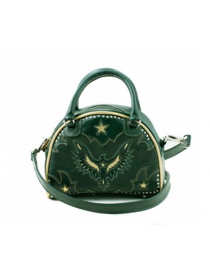 Mexicana sac bowling en cuir vert avec motif Aigle