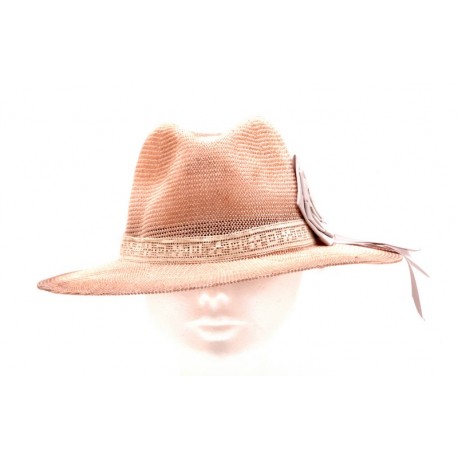 HDC- Chapeau rose avec fleur grise