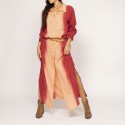 Not Shy Robe chemise longue rouge et orange