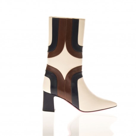 Aturo Gorlini demi bottes pointues en cuir tricolore Aturo Gorlini demi bottes pointues en cuir tricolore