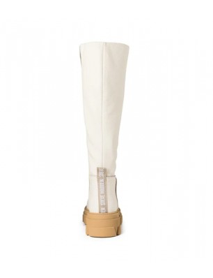 Steve Madden Bottes en cuir beige et semelles crantées