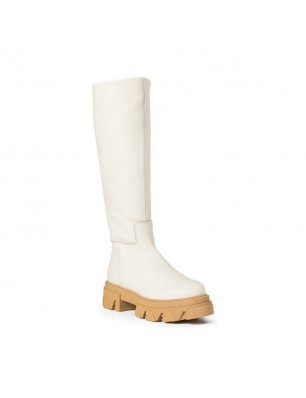 Steve Madden Bottes en cuir beige et semelles crantées