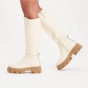 Steve Madden Bottes en cuir beige et semelles crantées