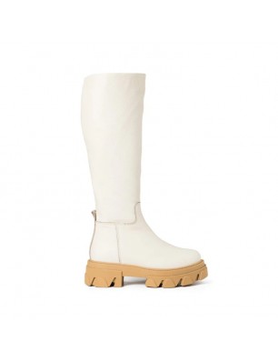 Steve Madden Bottes en cuir beige et semelles crantées