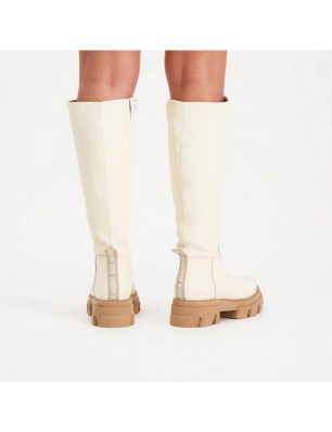 Steve Madden Bottes en cuir beige et semelles crantées