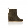 Lola cruz bottines compensées en cuir velours kaki